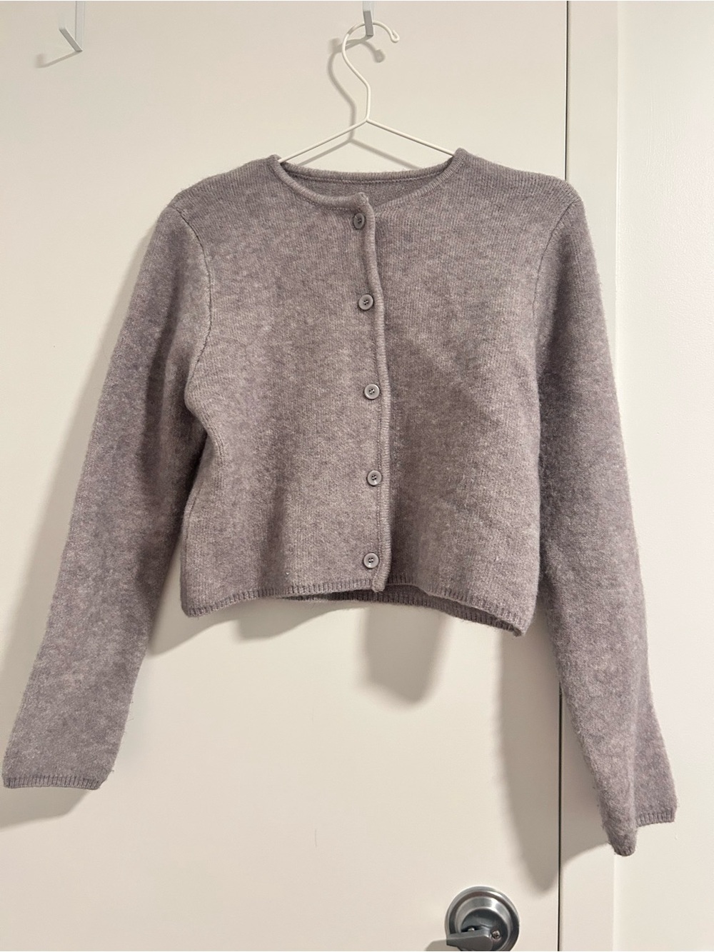 Gray Button-Front Thick Cozy Sweater Cardigan